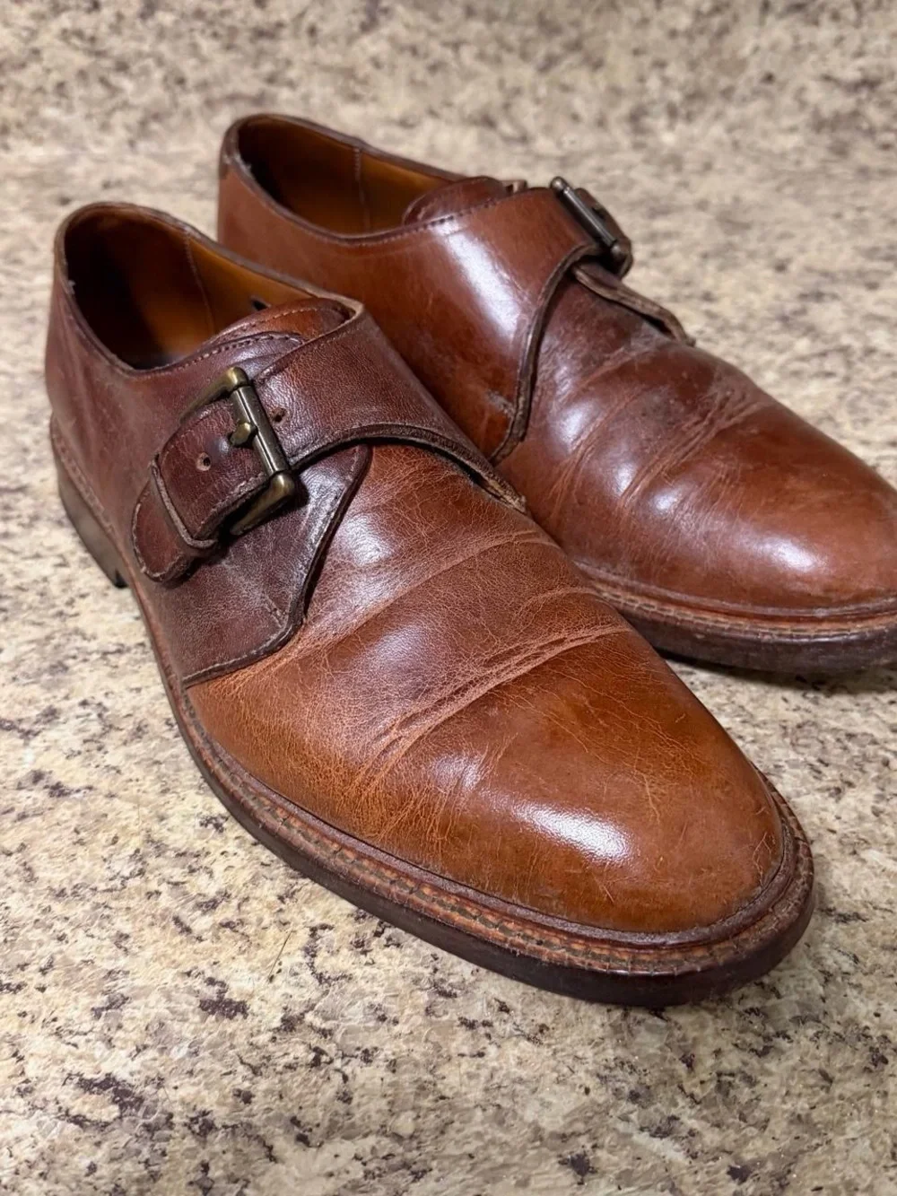 Allen Edmonds Lubbock 9 D Brown Leather Monk Strap Dress Shoes USA 8032 Oxfords